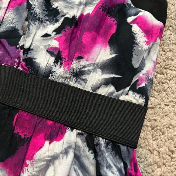 Vibrant Pink and Black Pattern Sleeveless Dress Stretchy Back Zipper Medium - Picture 5 of 9
